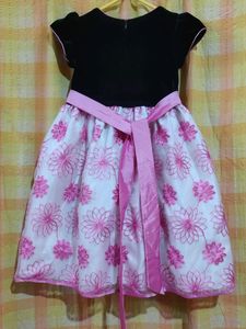 3 To 5yrs Black Velvet N Pink Formal Dress