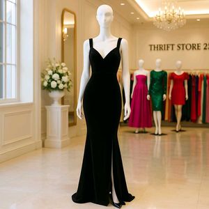 Elegant Black Velvet Gown