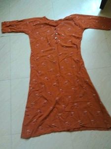 Orange Printed Kurta