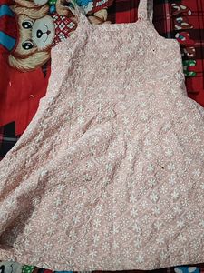 Kids Frock Chikan Kadi Fabric