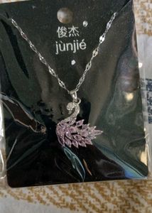 Swarovski Style Pink Rhinestone Swan Necklace