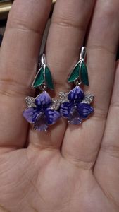 enamel painted  zicronia flower earrings