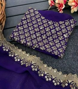 Elegant Purple Saree with Embroidery