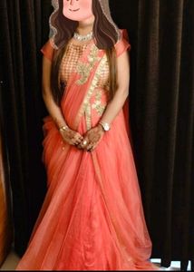 Beautiful Pink Gown With Attached Dupatta