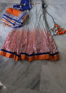 Lehnga Choli  Orange Blue Color