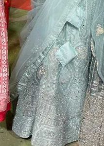 Bridal Powder Blue Colour Lehenga With Heavy Work