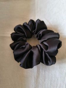 Black Satin Scrunchie - Large Size