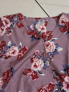 Floral Top With Ruffled Sleeves