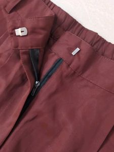 Burgundy Wide Leg Trousers