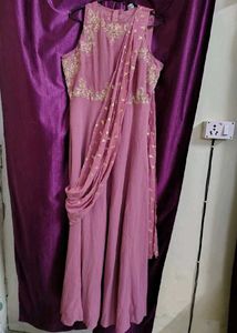 Gown with purse, eyelashes 😍😍🔥saree gowwn
