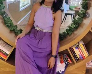 Lavender Halter Top with Gold Sequin Collar