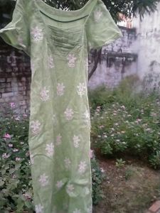 Green Kurti With Different Neck Design