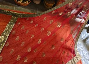 Orange Embellished Saree