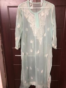 Sea Green Lucknowi Kurti