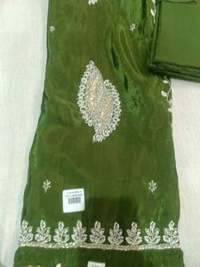Green Embellished Suit Fabric