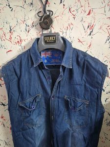 Denim Sleeveless Shirt