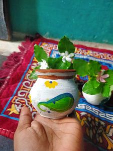 Hand-Painted Plant Pot 🤍💚❤️🌺🌹🌼