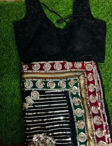 Beautiful 😍 Black Party Wear Saree With Blouse