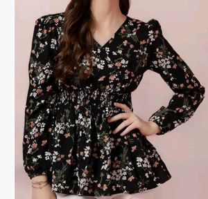 Black Printed Stylish Top