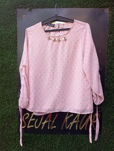 Lurex Material Top With Embellished Neckline