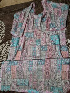 Floral Patchwork Print Kurti Set