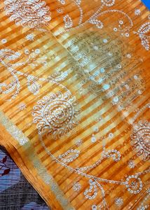 orange color beautiful saree😍🥰