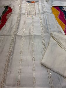 Brand New White Suit With Pant &amp; Dupatta