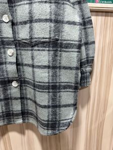 H&amp;M Womens Plaid Felted Flannel Shacket