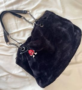 Fuzzy Cozy Korean style Black Tote bag