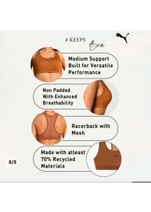 New Puma 4 KEEPS Sports Bra - Teak