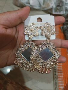 Statement Flower & Mirror Earrings