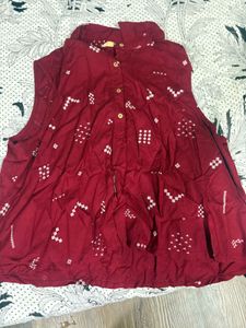 Maroon Printed Top