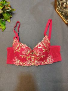 Red &amp; Gold Embroidered Bra🌸
