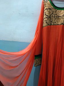 Orange Anarkali Suit With Dupatta 🟠