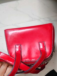 Red Embellished Handbag