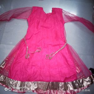 Pink &amp; Gold Anarkali Dress