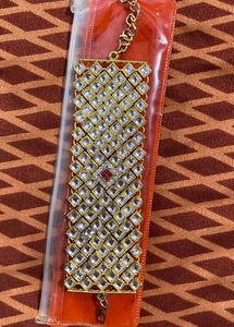 Women Golden Kundan Broad  Bracelet