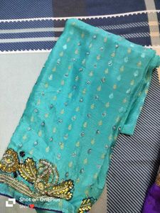 New With Tag Sky-blue Saree 💥Price Drop