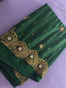 Gorgeous Green Embroidered Saree