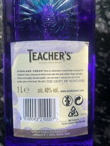 Empty Bottle Of 1L Teacher’s Highland Cream Whisky