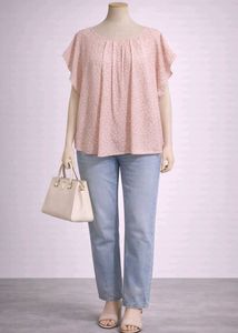 Pink Dotted Flutter Sleeve Top