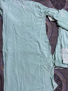 Elegant Embroidered Sea Green Kurta Set