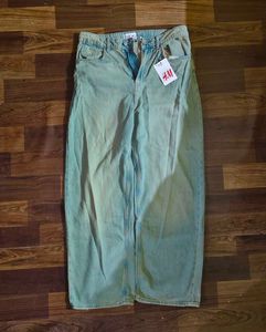 H&M faded Green Washed Baggy Denim