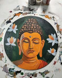 Buddha painting realistic work acrylic