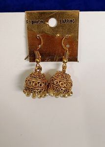 Oxidise Earring With Moti Latkan
