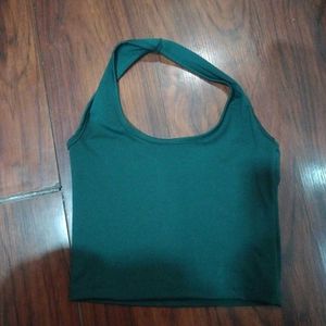 GREEN HALTER TOP