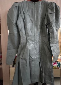 ZARA Viral Sage Green Faux Leather Mini dress