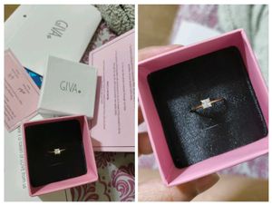 Giva Silver 925 Golden Cubic Beauty Ring
