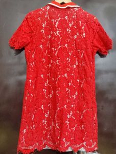 Red🔴 Floral Net Print Top For 34 Bust