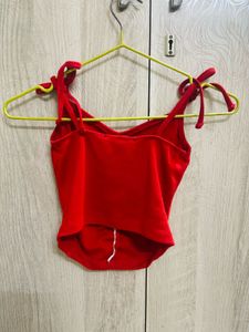 Red Ruched Crop Bralette